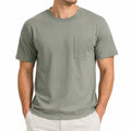 T-shirt uomo taglia L in jersey verde salvia con taschino stile casual