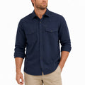 Camicia uomo M in tessuto blu navy con tasche stile utility