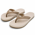 Infradito 40/41 beige con suola sintetica e fasce tessili - stile casual