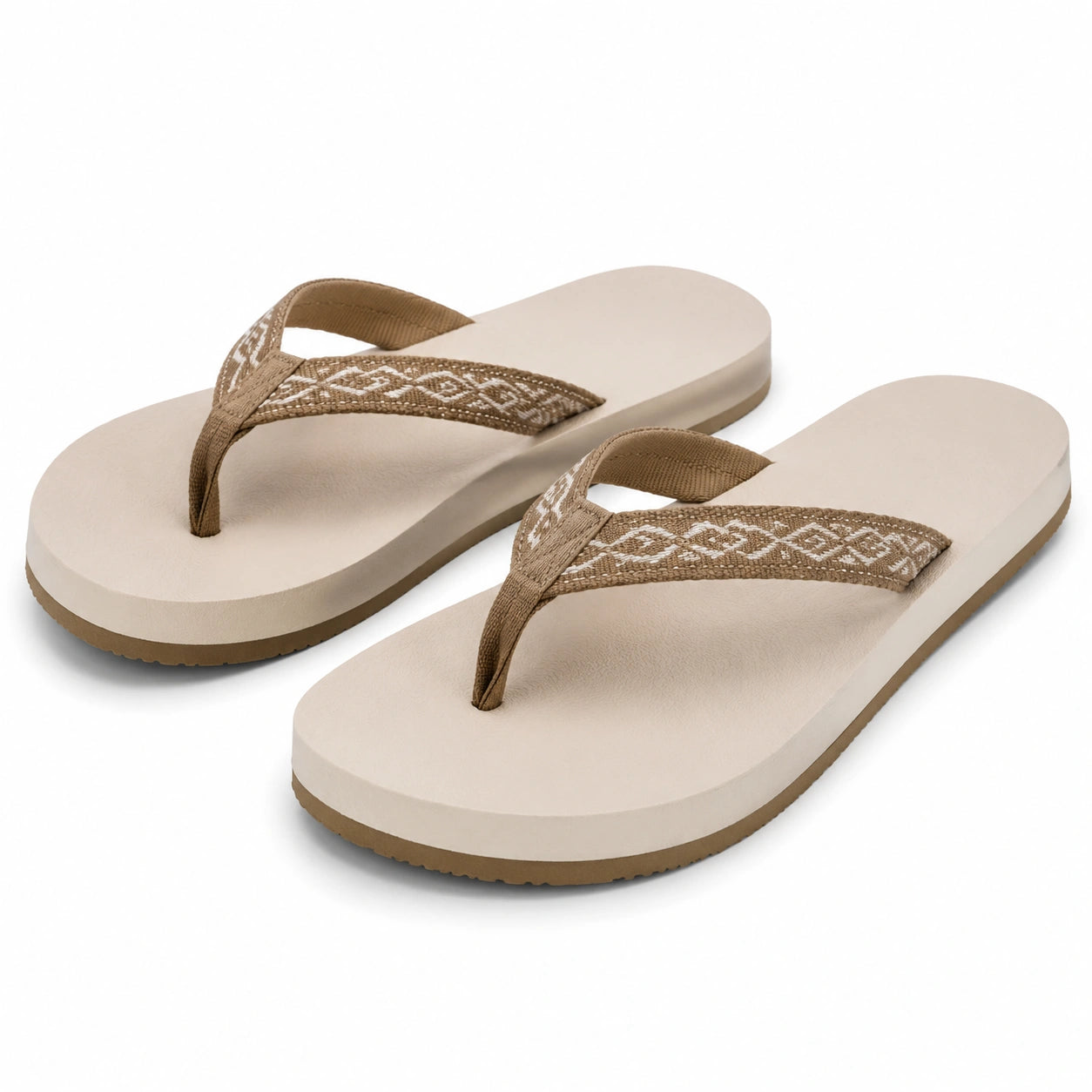 Infradito 40/41 beige con suola sintetica e fasce tessili - stile casual