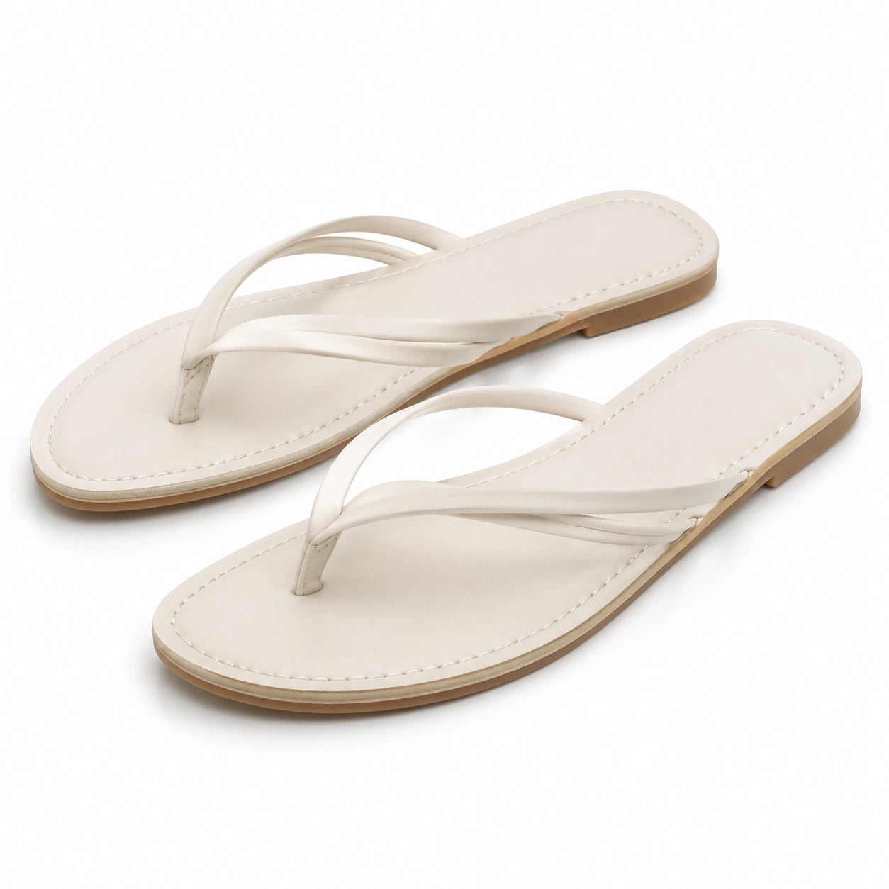 Infradito donna 40/41 in materiale sintetico bianco - suola piatta per uso estivo