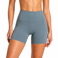 Pantaloncini sportivi donna S in tessuto elasticizzato grigio blu a vita alta per allenamento
