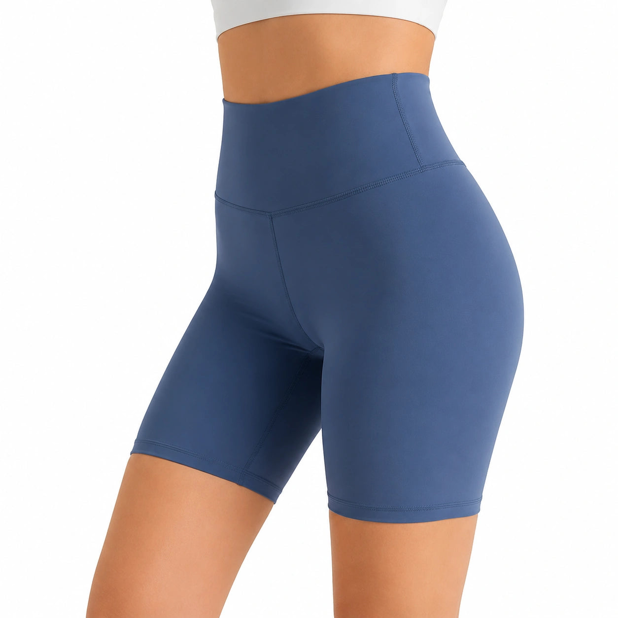 Short ciclista donna taglia S in tessuto elasticizzato blu a vita alta per allenamento