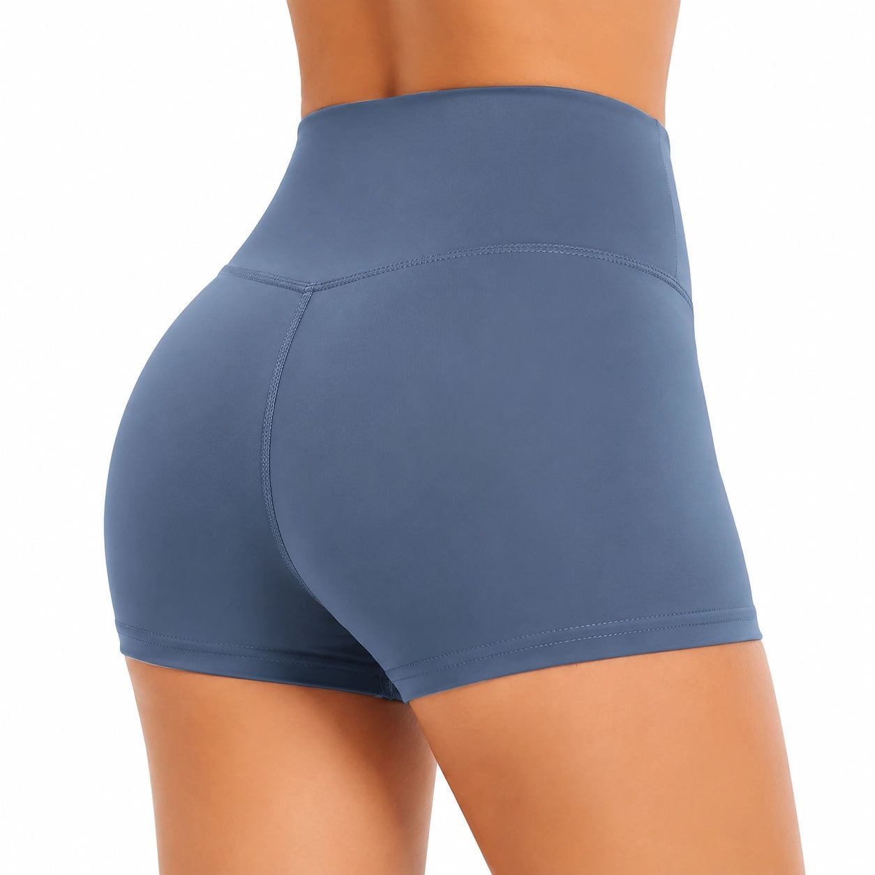 Pantaloncini modellanti da donna taglia S in tessuto elasticizzato blu a vita alta