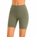 Shorts ciclista donna M in tessuto elasticizzato verde oliva - vita alta con tasche laterali