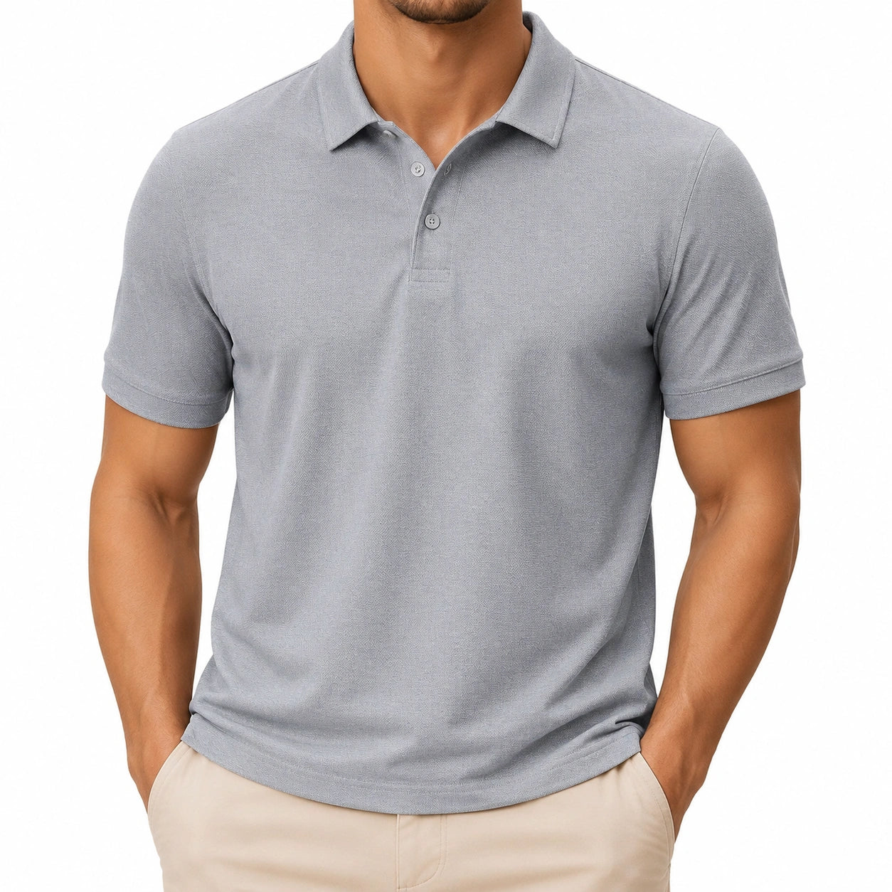 Polo uomo L grigio in tessuto piqué a maniche corte stile casual