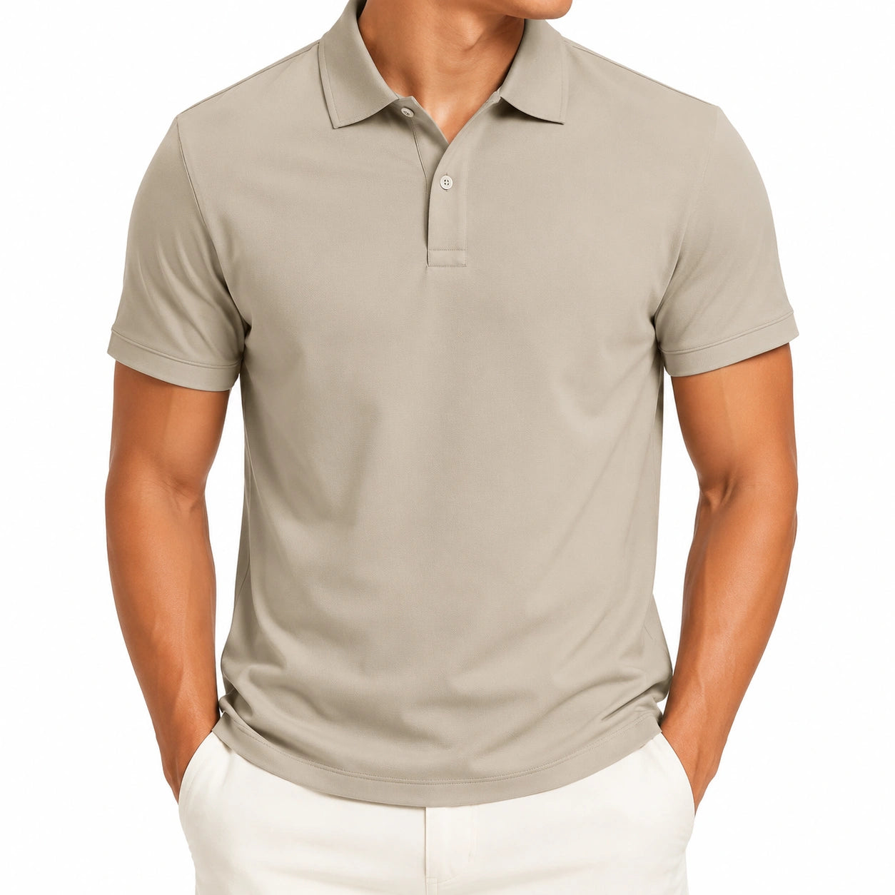 Polo uomo taglia M beige a maniche corte - stile casual